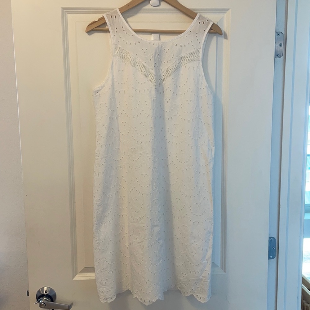 Gap Spring Summer Sundress White Eyelet Shift Dress M Tall NWT